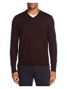 Designer Brand Mens Maroon V Neck Merino Blend Pullover Sweater XL Y