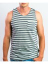 BEAUTIFUL GIANT Mens Gray Striped Sleeveless Crew Neck Stretch Tank Top XL メンズ