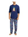 FAMILY PJs Sets Blue Graphic Long Sleeve Crew Neck Straight leg Holiday Size S Y