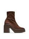 楽天サンガCLERGERIE Womens Brown 2-1/2 Platform Nina Block Heel Leather Heeled Boots 38.5 レディース