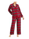 CHARTER CLUB Womens Red Plaid Button Up Top Straight leg Pants Pajamas M fB[X