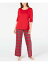 FAMILY PJs Womens Mix It Red T-Shirt Top Straight leg Pants Knit Pajamas XS レディース
