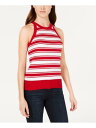 MAISON JULES Womens Red Striped Sleeveless Crew Neck Top XXS レディース