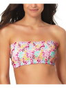 California Waves Women's Multi Color Bikini Smocked Tie Bandeau Swimsuit Top XL レディース