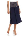 AQUA Womens Navy Patterned Midi A-Line Skirt Size: XS レディース