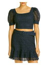 AQUA Womens Navy Lace Belted Pleated Floral Mini Pencil Party Skirt Size: L レディース