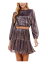 CITY STUDIO Womens Purple Long Sleeve Short Party Fit + Flare Dress Juniors S レディース