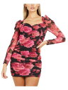 QUIZ Womens Pink Floral Long Sleeve Short Evening Body Con Dress Juniors 6 ǥ