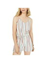 ONE CLOTHING Womens White Striped Spaghetti Strap V Neck Romper Juniors Size: M fB[X