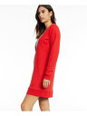 INC Womens Red Sweatshirt Dress Long Sleeve V Neck Short Shift Dress S レディース