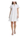 ディーケーエヌワイ DKNY Womens Ivory Gauze Short Sleeve Short Evening Fit Flare Dress 6 レディース