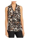 ダナ キャラン DONNA KARAN Womens Brown Animal Print Sleeveless V Neck Evening Top Size: XXS レディース