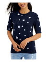 STYLE & COMPANY Womens Navy Stretch Elbow Sleeve C ...