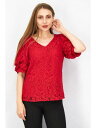 ヴィンス VINCE CAMUTO Womens Red Lace Lined Pouf Sleeve V Neck Wear To Work Top XL レディース