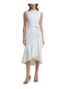 カルバンクライン CALVIN KLEIN Womens Ivory Stretch Hem Sash Tie Waist Sleeveless Midi Dress 2 レディース