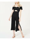 QX GUESS Womens Black Off Shoulder Cropped Jumpsuit 0 fB[X