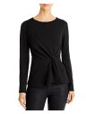 ダナ キャラン DONNA KARAN Womens Black Long Sleeve Jewel Neck Wrap Top Size: XXS レディース