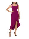 XSCAPE Womens Purple Double-strap Tulip-hem Sleeveless Midi Hi-Lo Dress 4 レディース