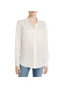 RELATIVE Womens Ivory Semi-sheer Curve Cuffed Sleeve Collared Button Up Top S レディース