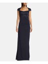 ベッツィアンドアダム BETSY ADAM Womens Navy Short Sleeve Full-Length Sheath Evening Dress Size: 12 レディース