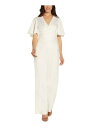 ADRIANNA PAPELL Womens Ivory Flutter Sleeve Cocktail Wide Leg Jumpsuit 2 fB[X