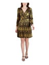 BCBG ͥ졼 BCBGENERATION Womens Gold Lined Belted 3/4 Sleeve Fit + Flare Dress 14 ǥ