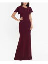 ٥åĥɥ BETSY & ADAM Womens Burgundy Flutter Full-Length Formal Sheath Dress 4 ǥ