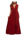 AQUA FORMAL Womens Burgundy Self-tie Belt High Slit Sleeveless Formal Dress 4 レディース