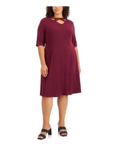 ɥ󥿥ॺ LONDON TIMES Womens Elbow Sleeve Knee Length Wear To Work Fit + Flare Dress Plus ǥ