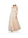 BCBG MAXAZRIA Womens Beaded Spaghetti Strap V Neck Full-Length Prom Gown Dress レディース