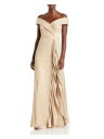 AQUA FORMAL Womens Gold Lined Short Sleeve Full-Length Evening Gown Dress 4 レディース