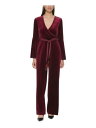 JoNC CALVIN KLEIN Womens Maroon Belted Bell Sleeve Surplice Neckline Wrap Jumpsuit 4 fB[X