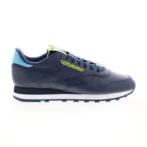 リーボック Reebok Classic Leather Mens Blue Leather Lace Up Lifestyle Sneakers Shoes メンズ