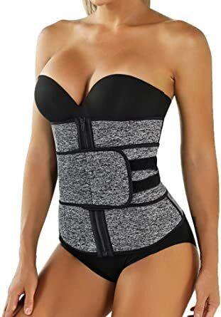 luvamia Women Waist Trainer Corset Tummy Control Trimmer Belt Grey Medium レディース