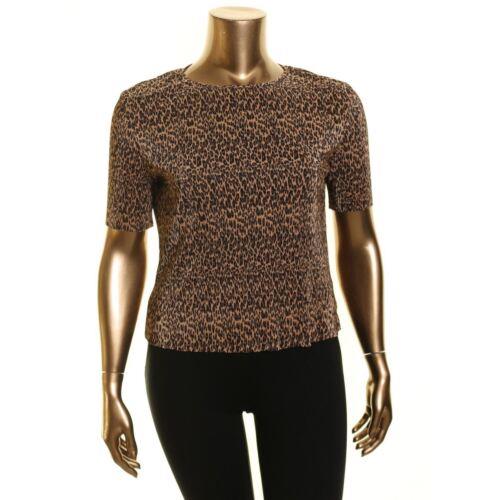 The Fifth Label THE FIFTH LABEL NEW Women 039 s Brown Leopard Print Pleated Blouse Shirt Top L TEDO レディース