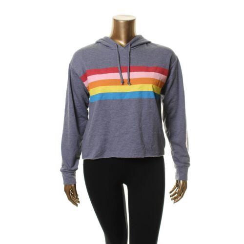 Knit Riot KNIT RIOT NEW Women's Indigo Rainbow Graphic Fleece Hoodie Top L TEDO fB[X