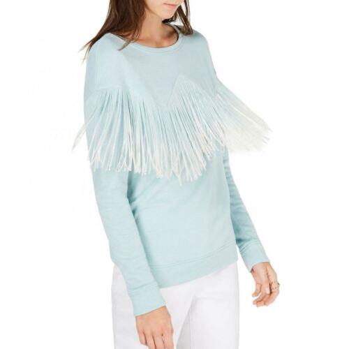 Inc INC NEW Women's Green Dip-dye Fringe French Terry Sweatshirt Top S TEDO fB[X