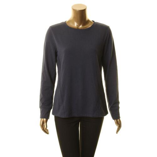 fB[P[GkC DKNY NEW Women's Navy Knit Cotton Blend Sweatshirt Top S TEDO fB[X