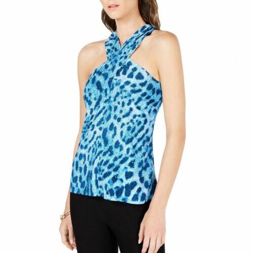 INC NEW Women 039 s Leopard Print Crisscross Halter Blouse Shirt Top TEDO レディース