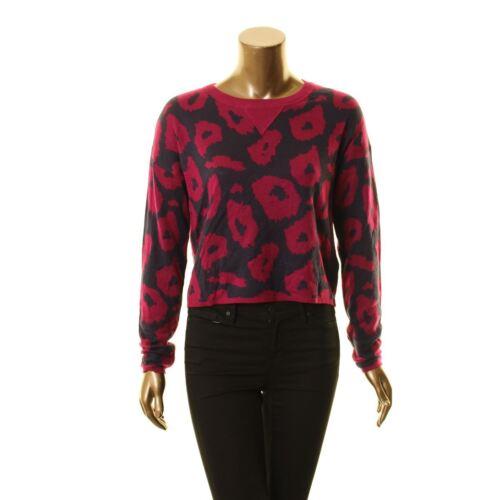 John Jenn JOHN JENN NEW Women 039 s Navy Magenta Leopard-print Crewneck Shirt Top L TEDO レディース