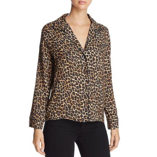 Three Dots スリー ドッツ THREE DOTS NEW Women 039 s Leopard-print Pajama-style Button Down Shirt Top M TEDO レディース