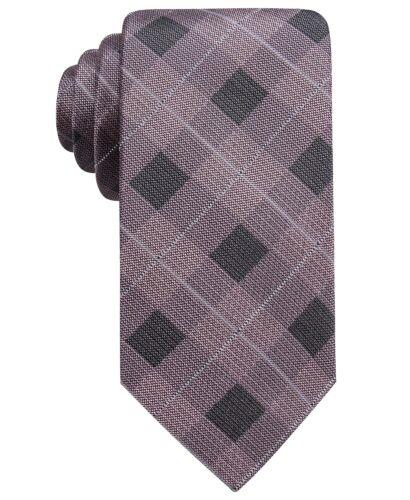 Ryan Seacrest Men's Clemson Slim Plaid Silk Tie Pink Size Regular メンズ