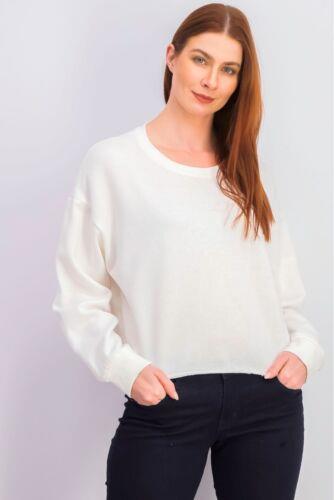 Hippie Rose Juniors' Raw-Hem Sweatshirt Natural Size Medium レディース