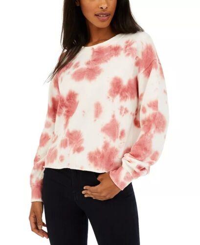 Hippie Rose Juniors' Tie-Dye Cropped Sweatshirt Dark Red Size Small fB[X