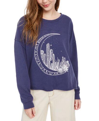 Pretty Rebellious Juniors' Moon Graphic-Print Sweatshirt Dark Blue Size Small fB[X