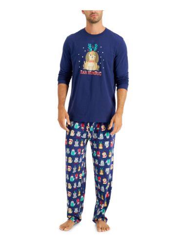 FAMILY PJs Mens Blue Top Elastic Band Straight Pants Pajamas Big & Tall 2XL Big 