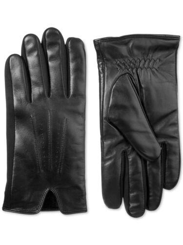 AC\gi[ Isotoner Mens Black Leather Slip On Stretch Winter Cold Weather Gloves M Y