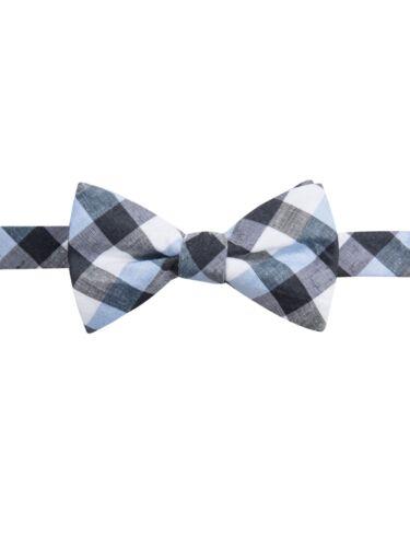 RYAN SEACREST Mens Navy Checkered Pre-Tied Bow Tie Y