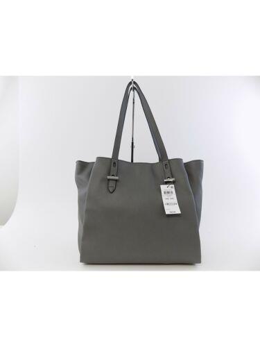 INC Women's Gray Haili Tote Faux Leather Double Flat Strap Tote Handbag Purse fB[X