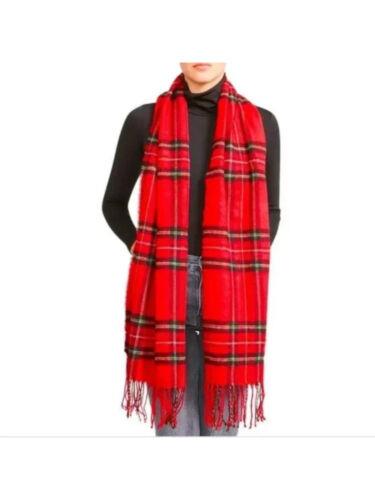 f STEVE MADDEN Womens Red Fringed Blanket Scarf fB[X